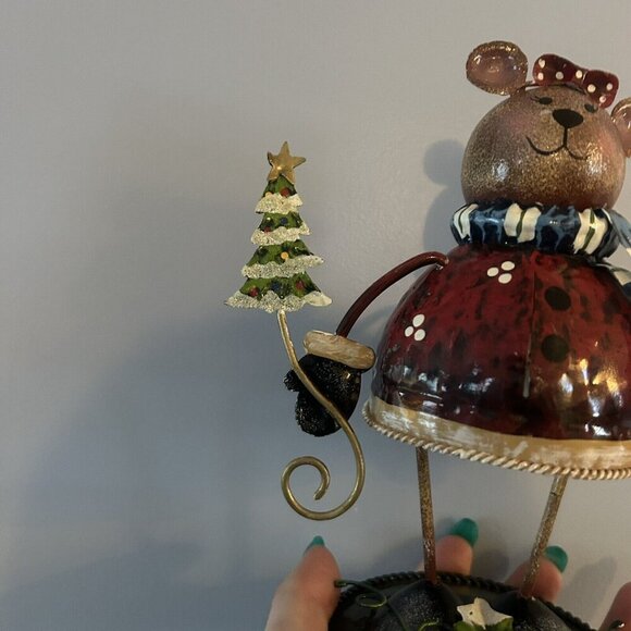 2 Metal Christmas Holiday Bear Reindeer Blue Red Bouncing Spring Figurine - Picture 2 of 13